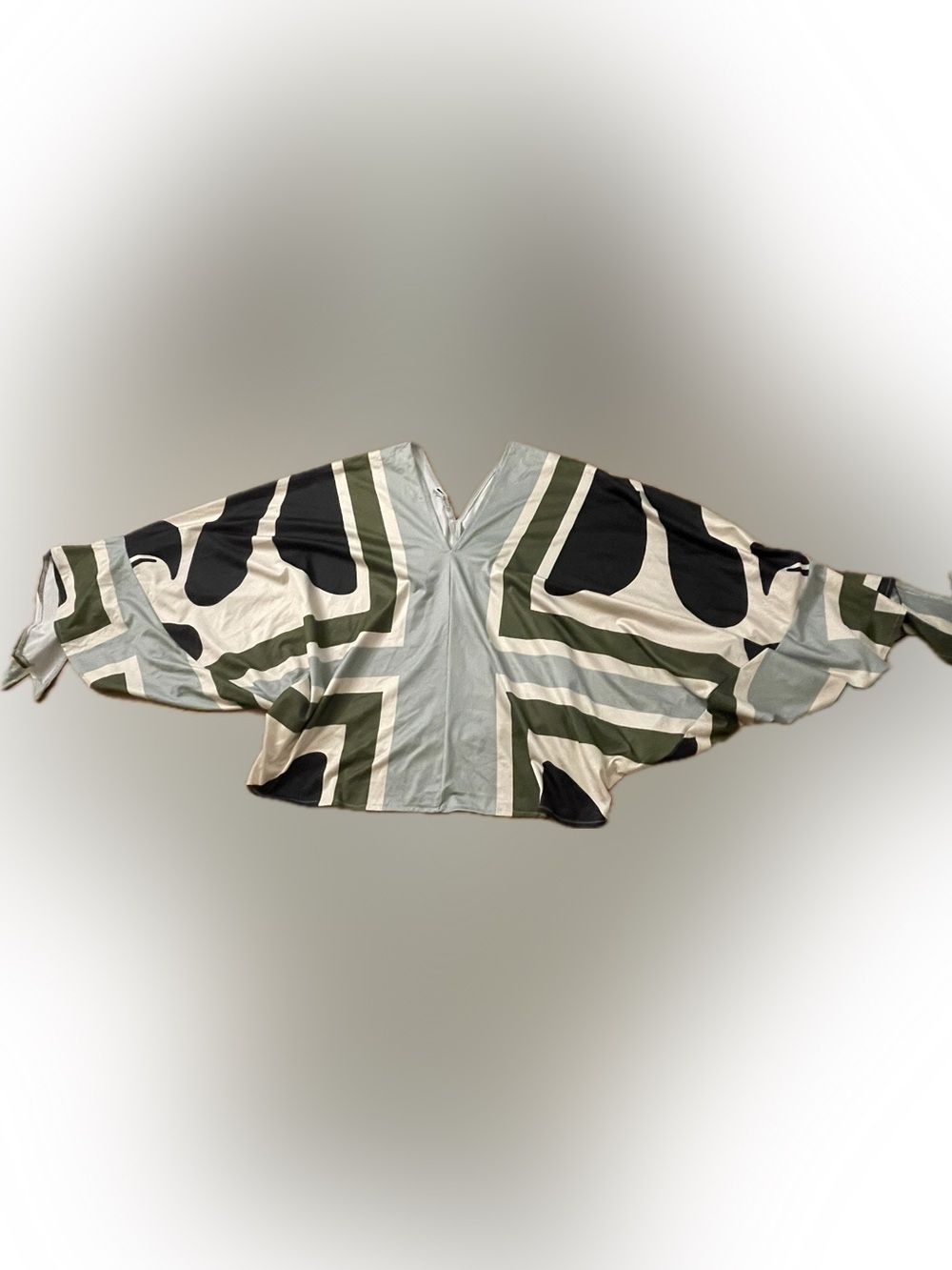 Fashion Nova Sage & Cream Satin Blouse and Pant Set